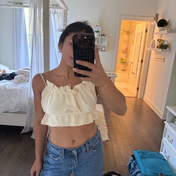Cream Ruffle Crop Top - Picture 5 of 7